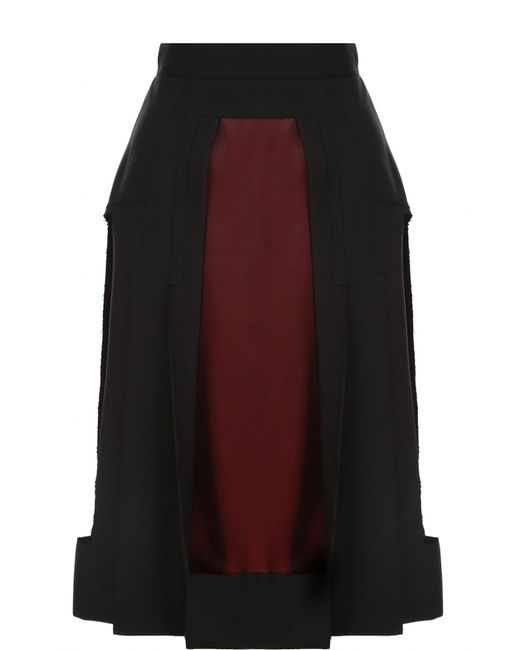 Maison Margiela Шерстяная юбка-миди с контрастными вставками