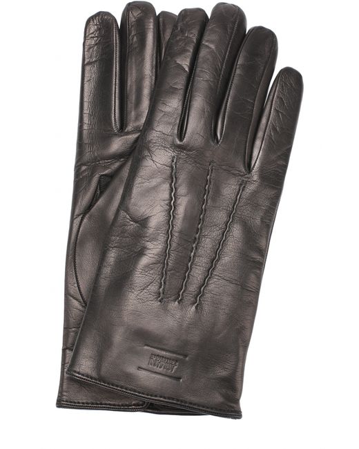 Armani Collezioni Кожаные перчатки с подкладкой из шерсти