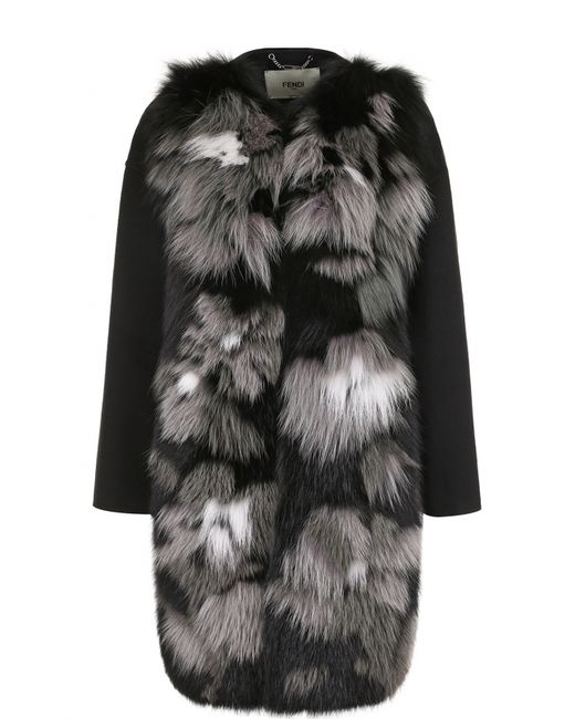 Fendi Кашемировое пальто с отделкой из меха лисы