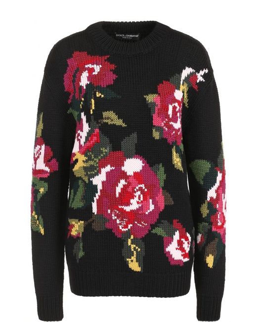 Dolce & Gabbana Пуловер из смеси шерсти и кашемира с цветочным принтом Dolce