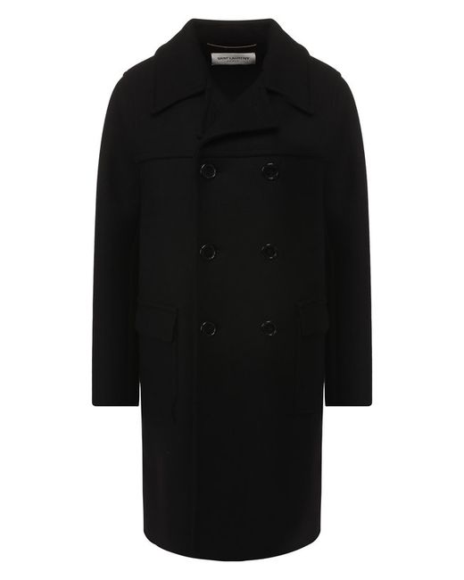 Saint Laurent Двубортное шерстяное пальто