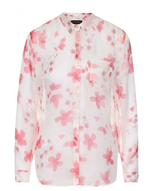Emporio Armani Полупрозрачная шелковая блуза с принтом