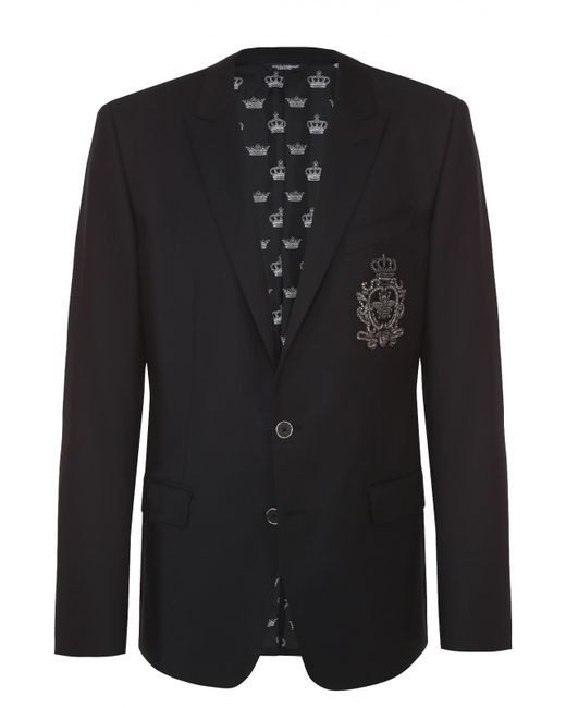 Dolce & Gabbana Шерстяной однобортный пиджак с вышивкой