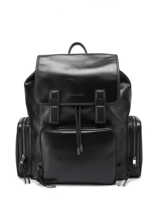 Dior Кожаный рюкзак с внешними карманами на молнии