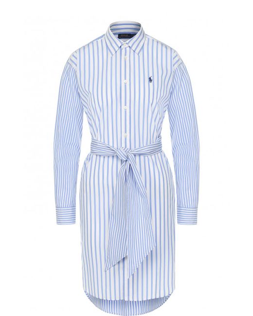 Polo Ralph Lauren Хлопковое платье-рубашка с поясом