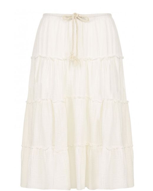 See By Chloe Хлопковая юбка-миди с эластичным поясом