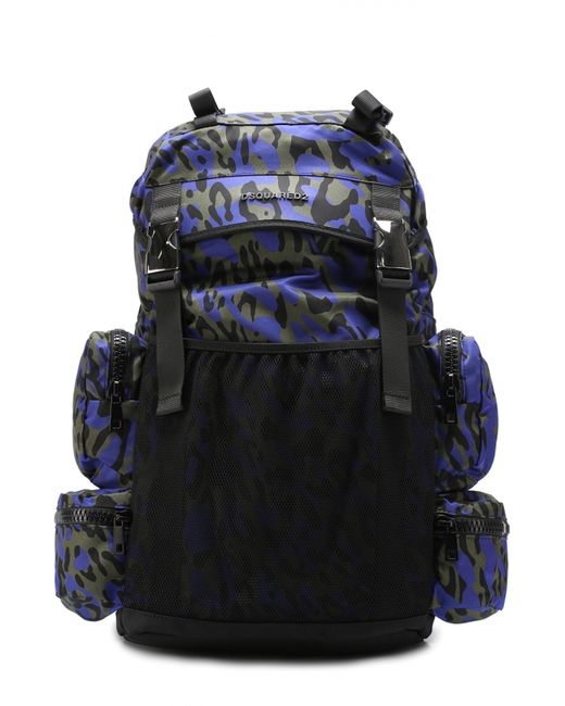 Dsquared2 Текстильный рюкзак с анималистичным принтом и внешними карманами на молнии