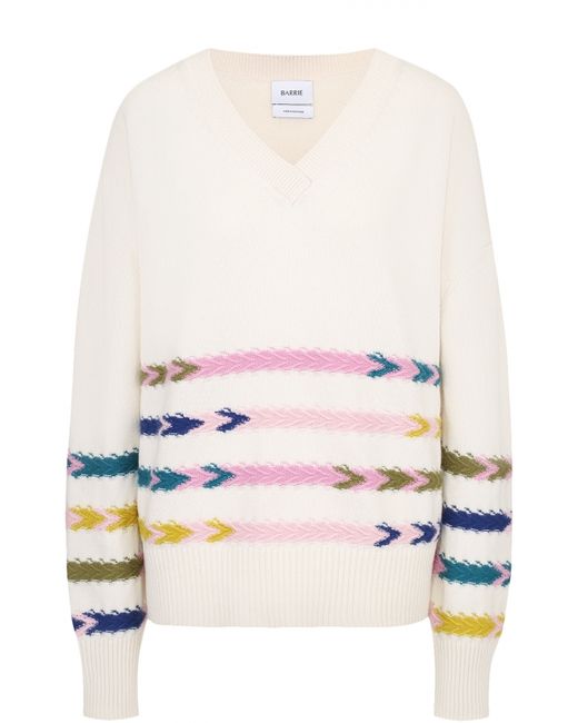 Barrie Кашемировый пуловер с V-образным вырезом и контрастной отделкой