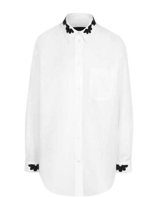 Simone Rocha Хлопковая блуза с контрастной вышивкой