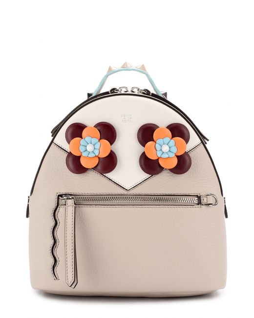 Fendi Кожаный рюкзак с цветочной аппликацией