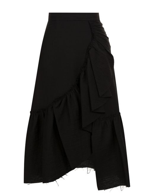 Rachel Comey Однотонная хлопковая юбка-миди с оборками