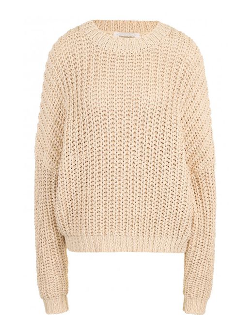 Zimmermann Хлопковый пуловер фактурной вязки с круглым вырезом