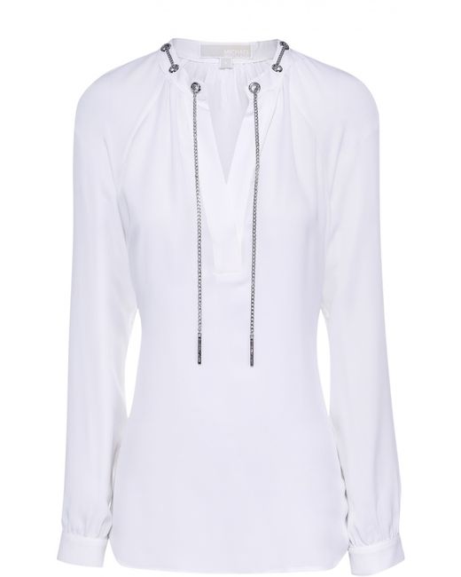 Michael Michael Kors Шелковая блуза с декоративной отделкой