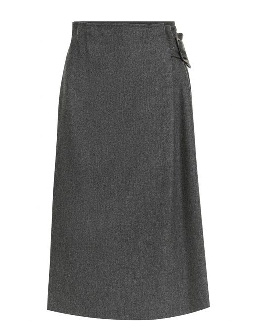 Armani Collezioni Шерстяная юбка-миди со складками