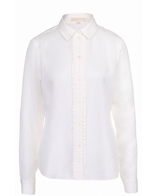 Michael Michael Kors Шелковая блуза прямого кроя с оборками