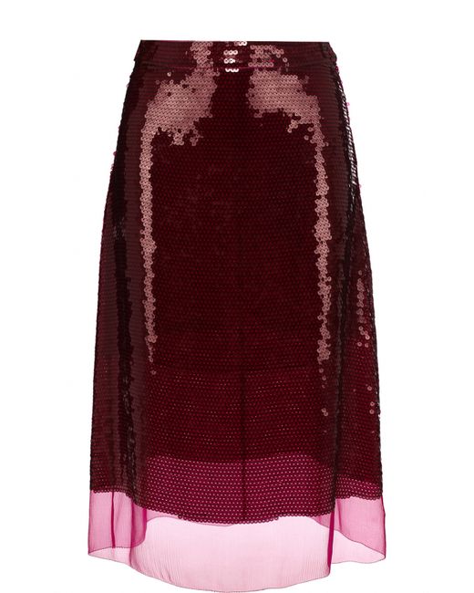 Stella Mccartney Шелковая юбка-миди с пайетками