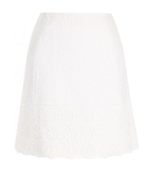 Dolce & Gabbana Однотонная мини-юбка с кружевной отделкой