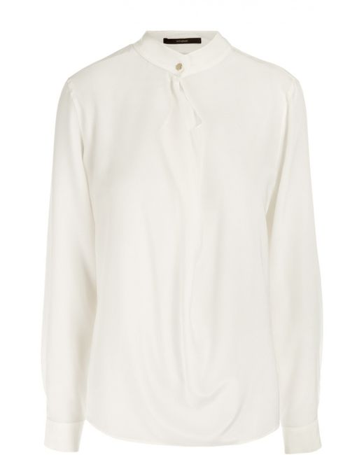 Windsor Шелковая блуза прямого кроя с воротником-стойкой