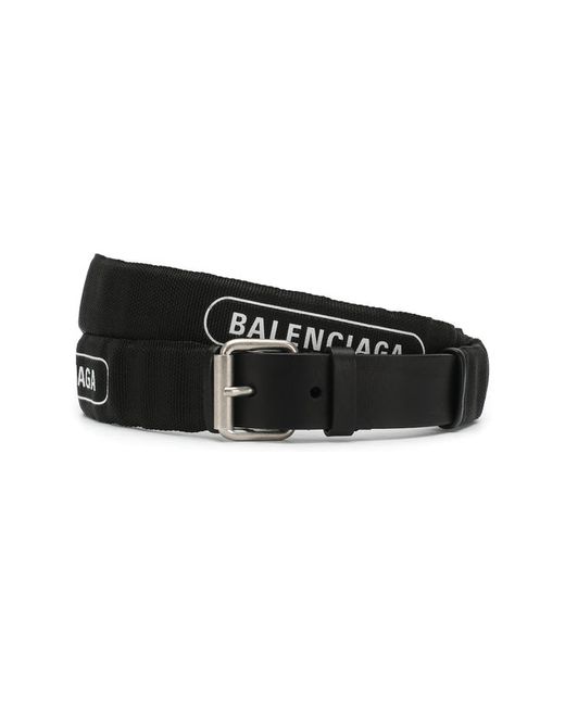 Balenciaga Хлопковый ремень с логотипом бренда и кожаной отделкой
