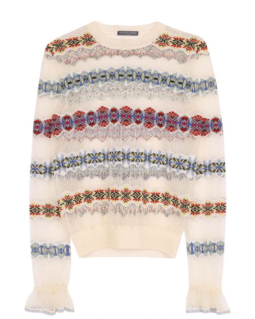 Alexander McQueen Шелковый полупрозрачный пуловер с круглым вырезом