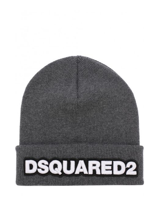 Dsquared2 Шерстяная вязаная шапка с логотипом бренда