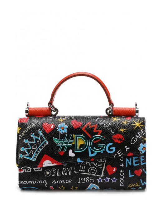 Dolce & Gabbana Кожаный кошелек с принтом на цепочке