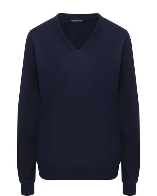 Emporio Armani Хлопковый пуловер с V-образным вырезом