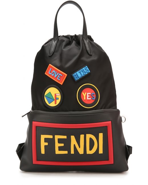 Fendi Текстильный рюкзак с контрастной отделкой