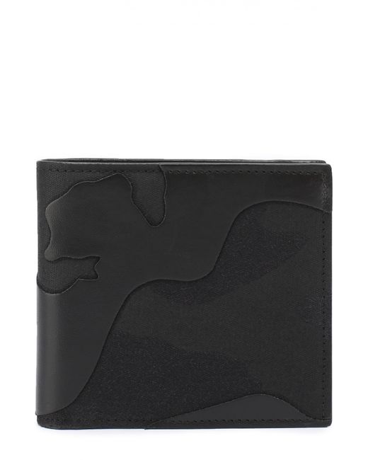 Valentino Текстильное портмоне с камуфляжным принтом и отделкой из натуральной кожи