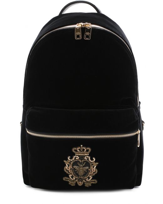 Dolce & Gabbana Текстильный рюкзак с кожаной отделкой и вышивкой канителью