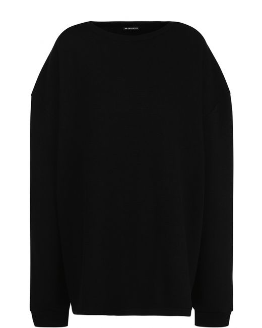 Ann Demeulemeester Хлопковый пуловер с полупрозрачной вставкой на спинке