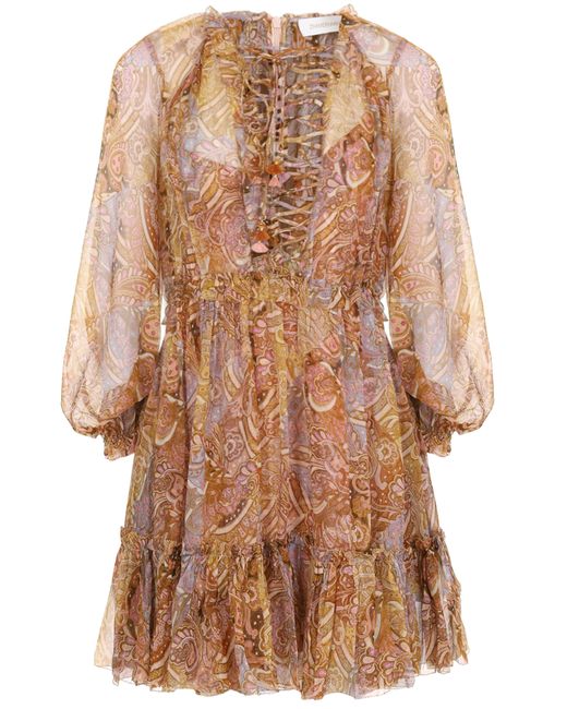 Zimmermann Платье шелковое с принтом