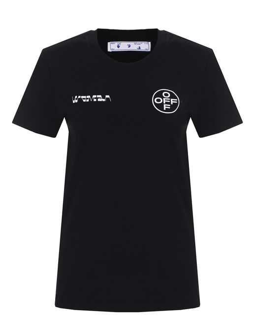 Off-White Футболка хлопковая с принтом