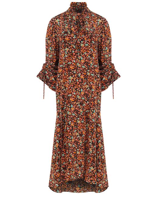Victoria Beckham Платье шелковое с принтом