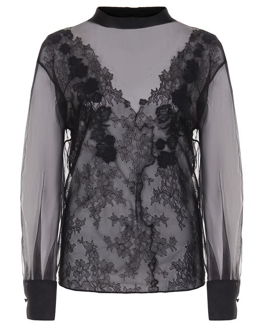 Valentino Блуза шелковая с кружевом