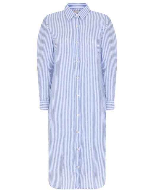 Linen And Linens Платье-рубашка льняное в полоску