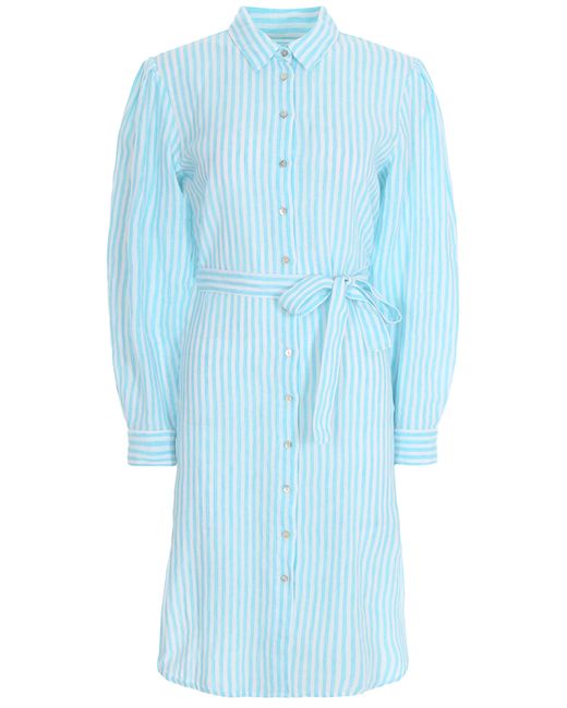 120% Lino Платье-рубашка льняное в полоску