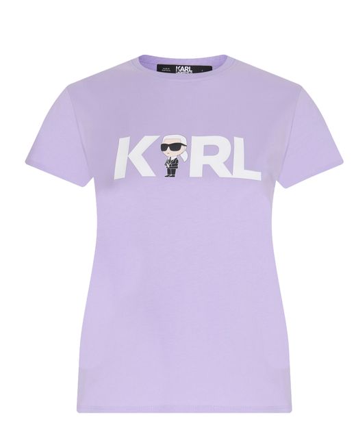 Karl Lagerfeld Футболка хлопковая с принтом Ikonik 2.0 Karl logo