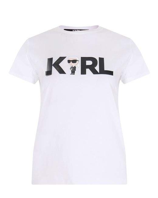 Karl Lagerfeld Футболка хлопковая с принтом Ikonik 2.0 Karl logo