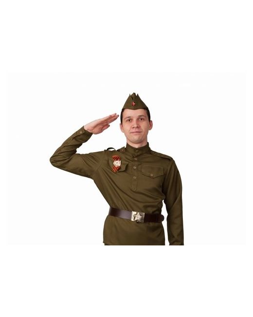 Батик Карнавальный костюм Солдат гимнастёрка ремень пилотка р. 50
