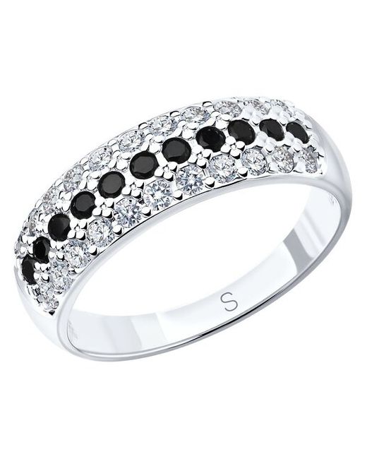 Sokolov Серебряное кольцо с черными фианитами 94010063 размер 17