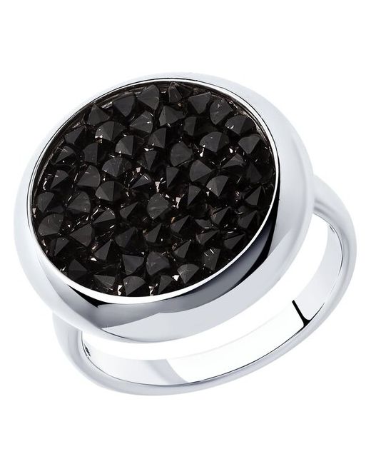 Sokolov Серебряное кольцо с чёрными кристаллами 94012428 размер 16.5