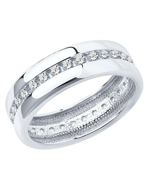 Sokolov Обручальное кольцо из серебра с фианитами 94110026 размер 18.5