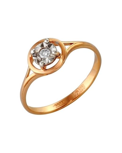 Master Brilliant Золотое кольцо из красного золота с бриллиантом 1-105-265/1 размер 15.5