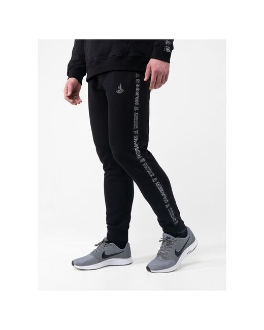 Великоросс Спортивные штаны чёрного цвета с лампасами манжетами XS/44