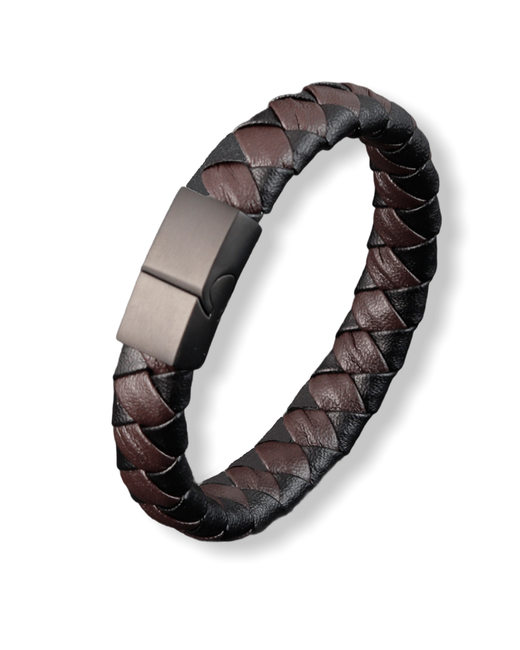 MyPads Браслет A160-101 из натуральной кожи плетение Амазонка 21 см с магнитной застежкой деловой дизайн стильное оформление черно