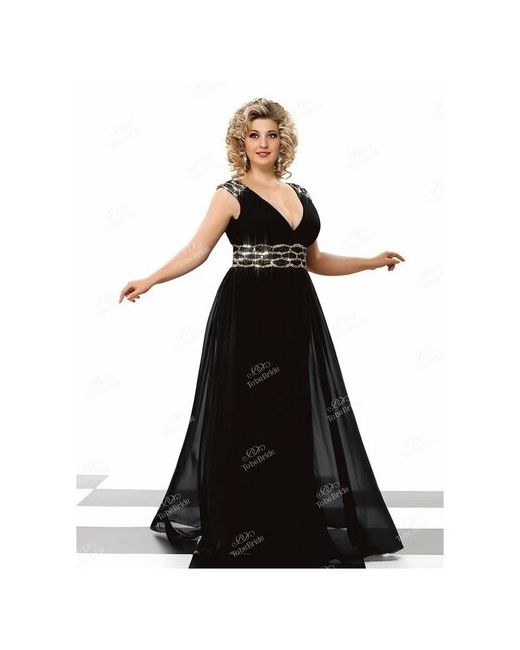 to be bride Вечернее платье с контрастным поясом черный длинное 50