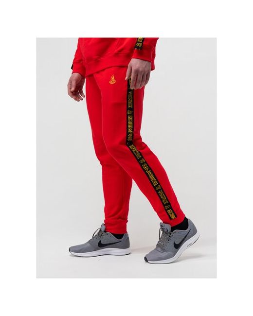 Великоросс Спортивные штаны красного цвета с лампасами манжетами XS/44