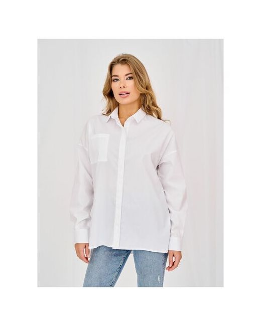 Olya Stoforandova Рубашка Olya Stoff белая рубашка одежда больших размеров оверсайз для беременных с длинным рукавом под пиджак классическая