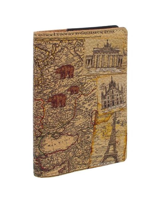 Eshemoda Обложка на паспорт с принтом Карта мира натуральная кожа